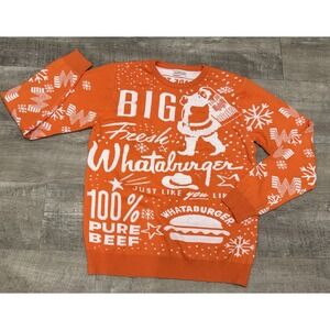 Whataburger Ugly Christmas Holiday Sweater Men's Size Large Pullover Knit Orange